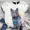 3D Style Cartoon Printing Cat Tee Shirts