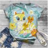 3D Colorful Cartoon Printing Cat T Shirts
