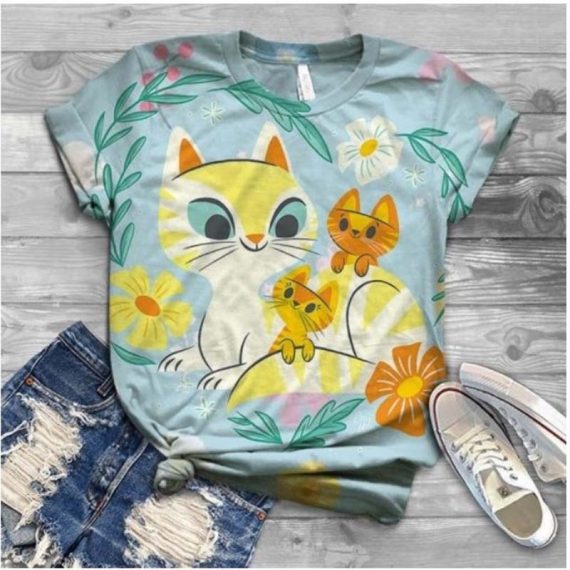 3D Colorful Cartoon Printing Cat T Shirts