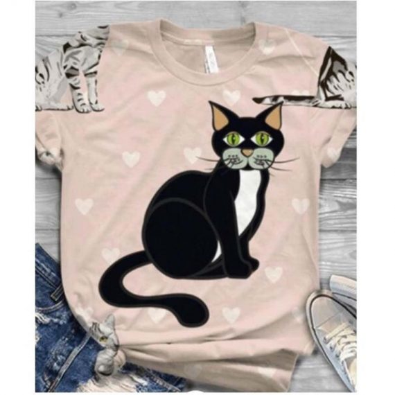 Colorful Printing 3D Cartoon Cat T Shirts