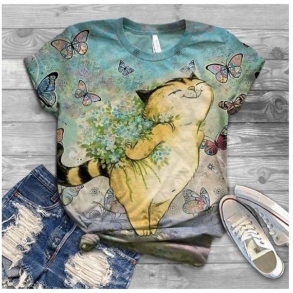 Colorful Printing 3D Cartoon Cat T Shirts