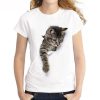 White Funny Cat Shirts For Women