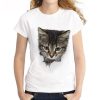 White Print Funny Cat Shirts For Women