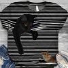 Black Funny Cat Tee Shirts For Women