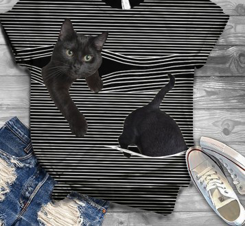 3D Print Funny Cat Shirts For Women