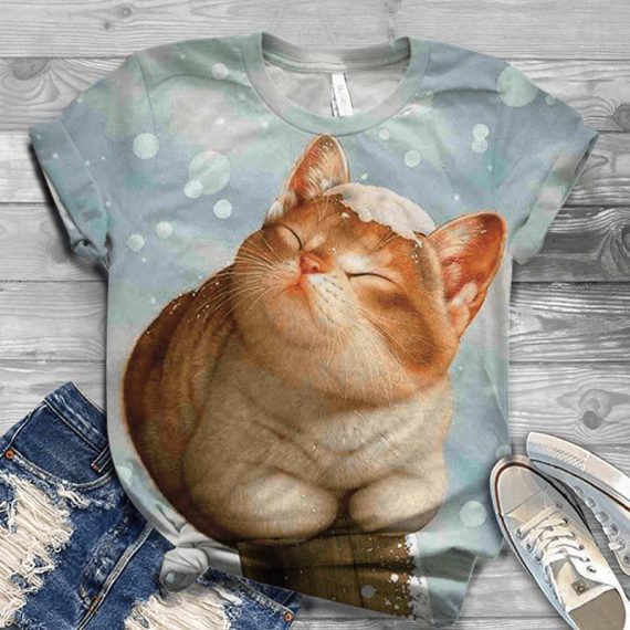 Cut 3D Printing Cat Tee Shirts