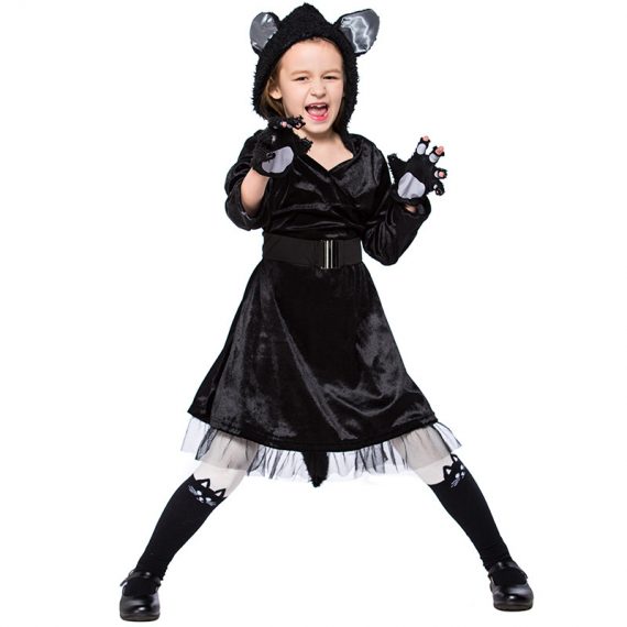 Girls Cute Black Cat Halloween Costumes