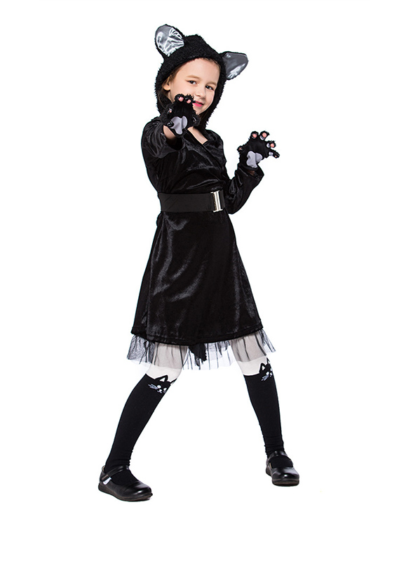 Girls Cute Black Cat Halloween Costumes