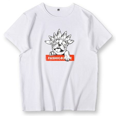 White Dog T Shirts Unisex Over Size Tops