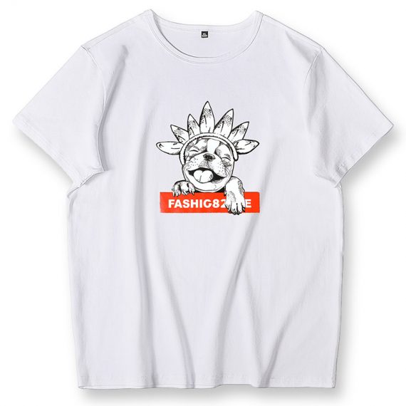 White Dog T Shirts Unisex Over Size Tops