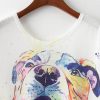 Colorful Print Tops Dog T Shirts For Women