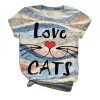 Women Cute Cartoon Printing Cat Shirts