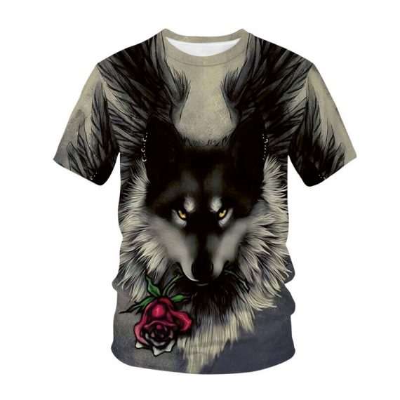 Black Print Male Lone Wolf Shirt