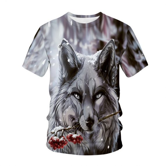 Black Print Male Lone Wolf Shirt