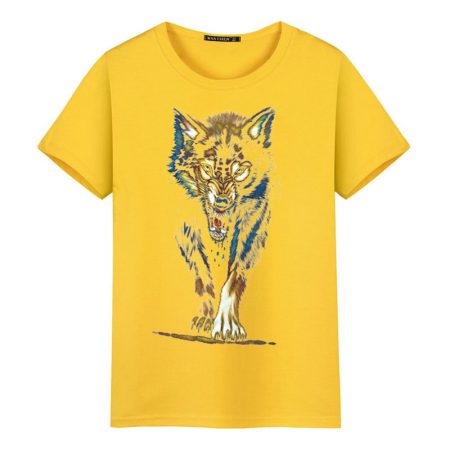Solid Color Wolf Print Unisex Shirt