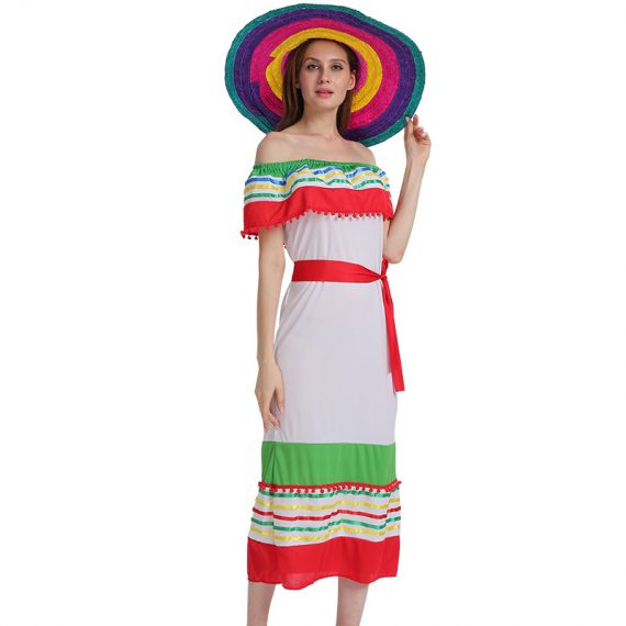 Womens Traditional Mexican Dress Holiday Costume