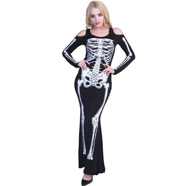 Womens Skeleton Mini Dress Hooded Adult Costume Female Halloween main image 0