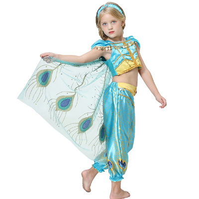 Girls Princess Costumes Blue Kids Dress