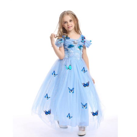 Cute Girls Princess Costumes Blue Dress