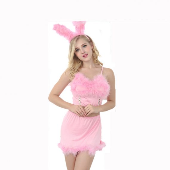 Cute Women Bunny Girl Costume Pink Outfit