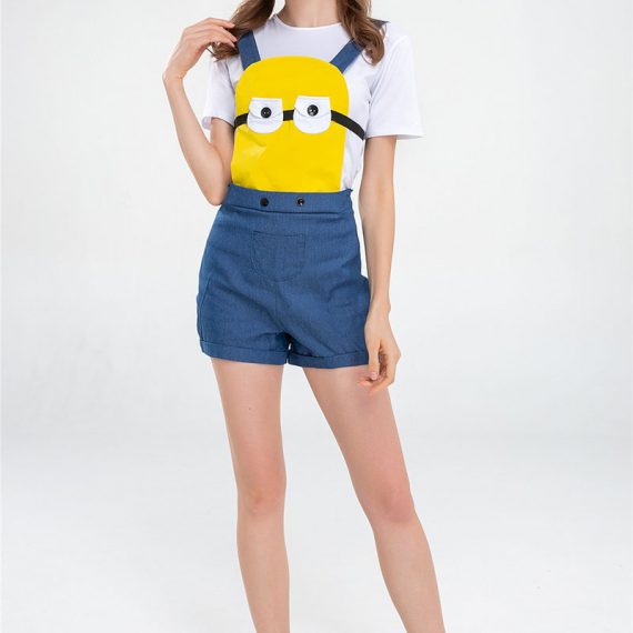 Girl Minion Costume Adults Despicable Me T-Shirt And Short Set