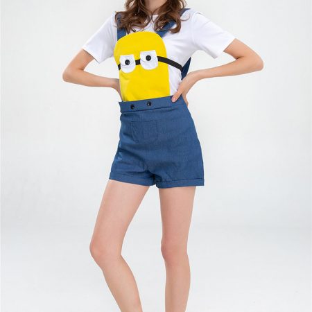 Girl Minion Costume Adults Despicable Me T-Shirt And Short Set