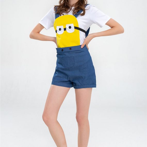 Girl Minion Costume Adults Despicable Me T-Shirt And Short Set