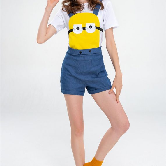 Girl Minion Costume Adults Despicable Me T-Shirt And Short Set