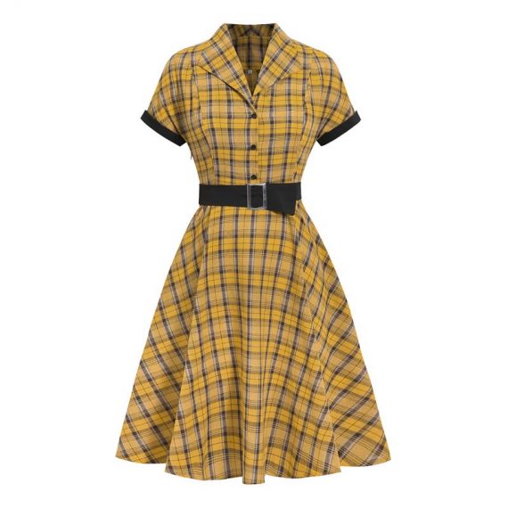 Adult Vintage Dresses Women Short Sleeve 50s Style Clothing