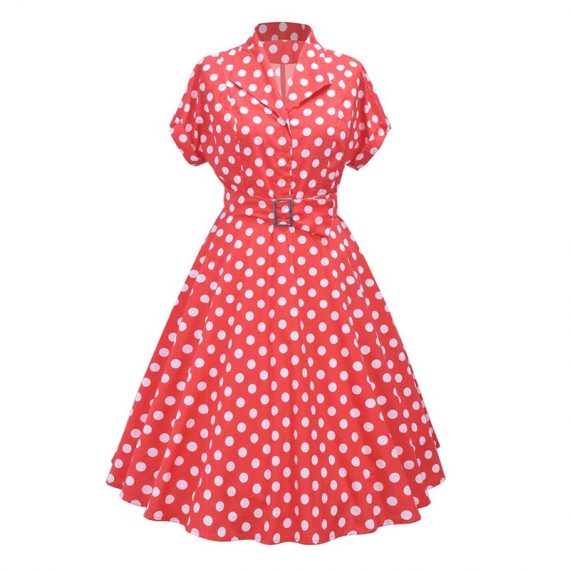 Adult Vintage Dresses Women Short Sleeve 50s Style Clothing
