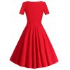 Red Elegant Vintage Dresses 50s Outfits For Womens
