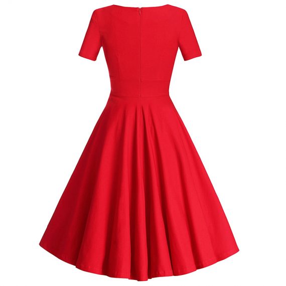 Red Elegant Vintage Dresses 50s Outfits For Womens