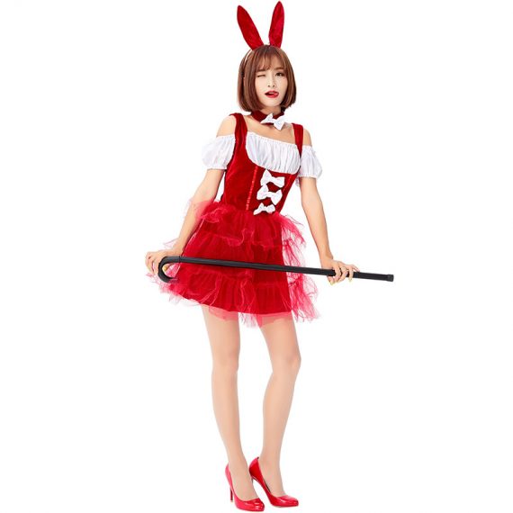 Cute Bunny Girl Senpai Costume Adult Red Halloween Outfit