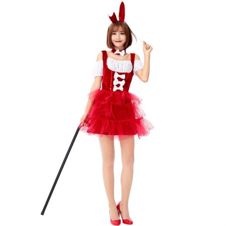 Cute Bunny Girl Senpai Costume Adult Red Halloween Outfit