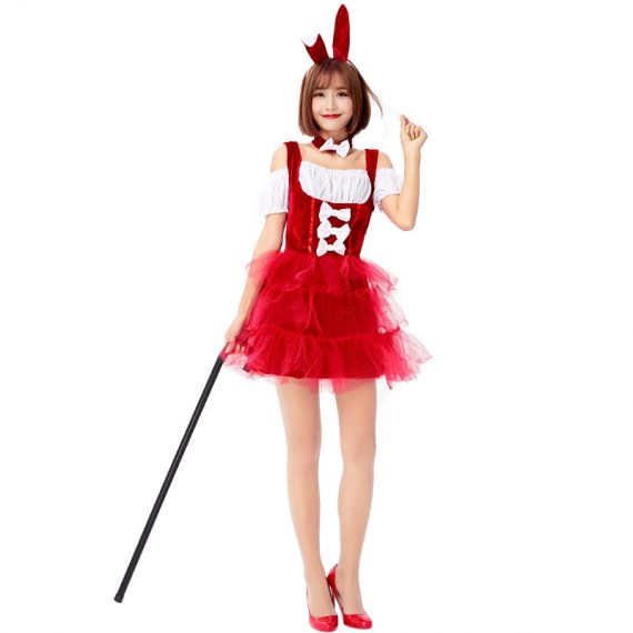 Cute Bunny Girl Senpai Costume Adult Red Halloween Outfit