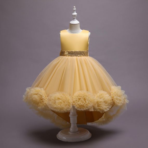 Girls Princess Yellow Costumes Dress