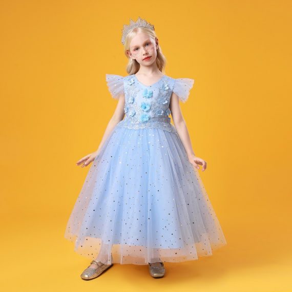 Princess Sky Blue Costumes Dress Outfit