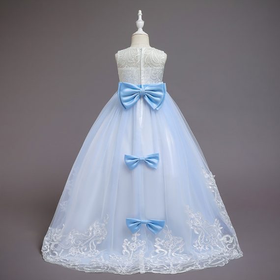 Sky Blue White Princess Dress Long Skirt Girls Costumes Outfit