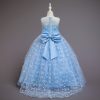 Sky Blue Floral Princess Dress Long Skirt Girls Costumes Outfit