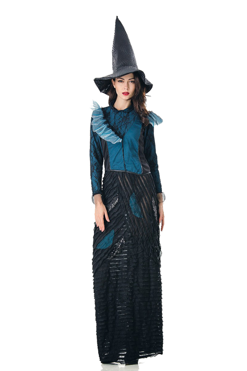 Womens Witch Costume Blue And Black Outfit