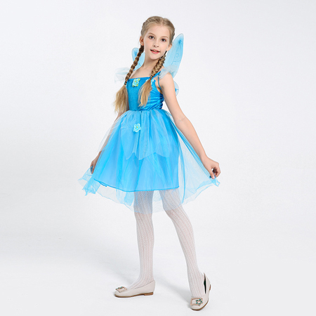 Girls Fairy Wings Blue Costume