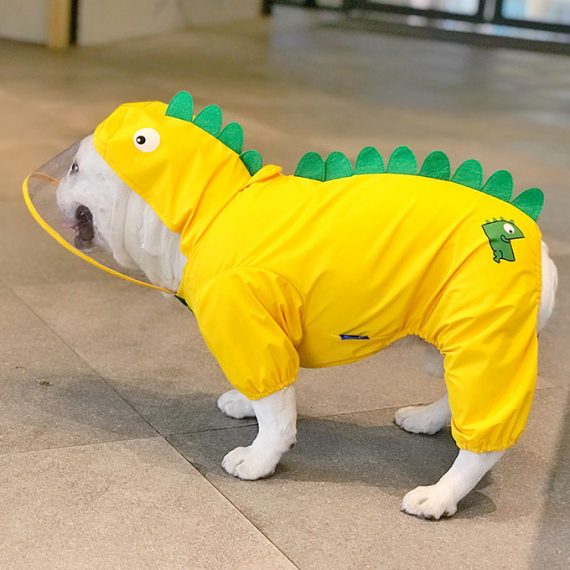 Cute Dinosaur Costume Yellow Dog Raincoat