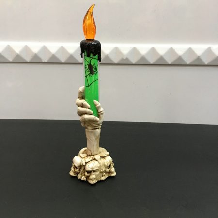 Halloween Green Skull Candle Holder Light Decoration Lamp