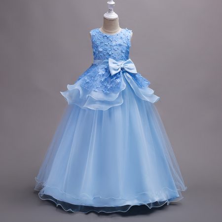 Kids Dress Princess Costumes Sky Blue Long Skirt