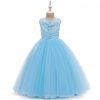 Girls Dress Princess Costumes Sky Blue Long Skirt