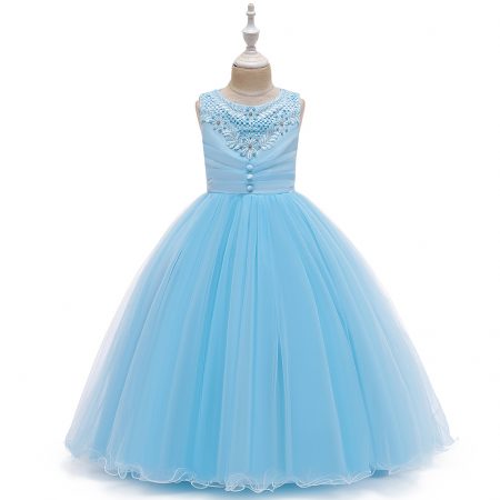 Girls Dress Princess Costumes Sky Blue Long Skirt
