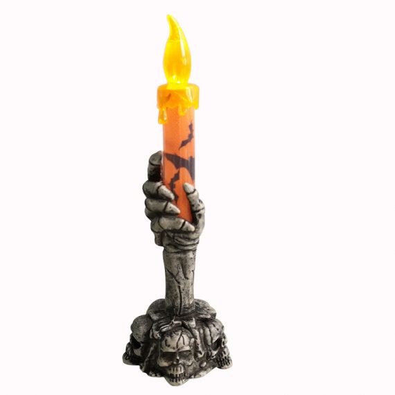 Halloween Orange Skull Candle Holder Light Decoration Lamp