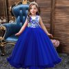 Kids Evening Dress Princess Costumes Blue Long Skirt