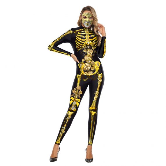 Halloween Costume Skeleton Suit Outfit For Woman