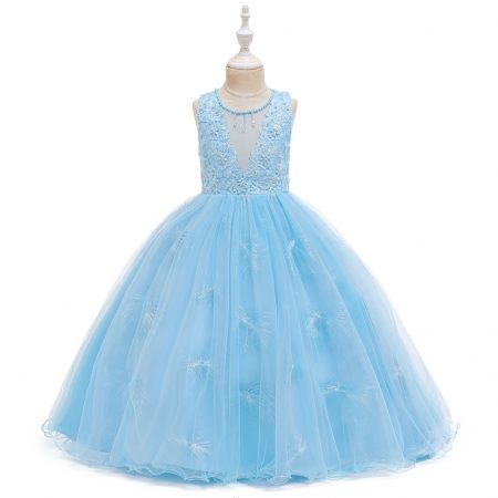 Kids Dress Princess Costumes Sky Blue Skirt